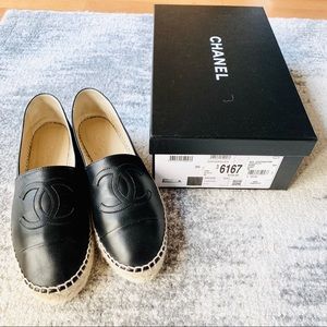 Chanel lambskin black espadrilles size 36